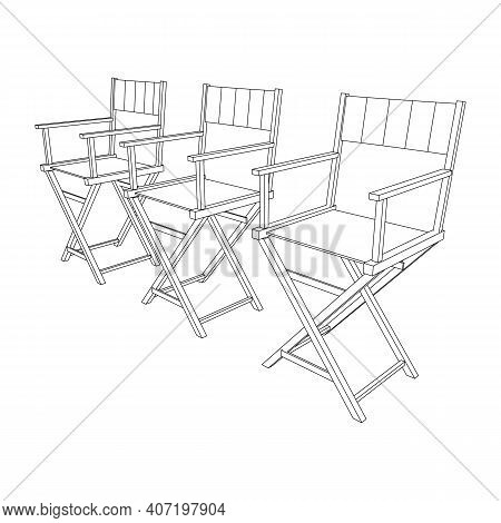 Director Movie Workplace Chair. Wireframe Low Poly Mesh Vector Illustration