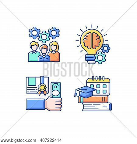 Idea Generation Rgb Color Icons Set. Workshop Components Idea. Improving Professional Skills. Gettin