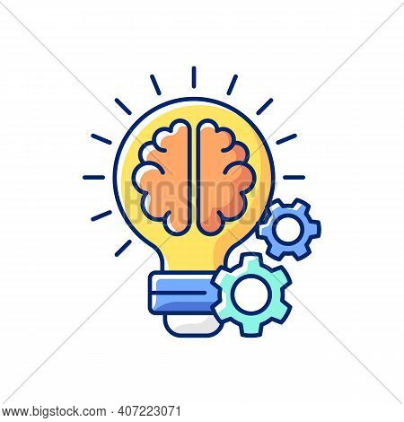 Idea Generation Rgb Color Icon. Getting New Practical Skills. Traing. Process Of Creation Brilliant 
