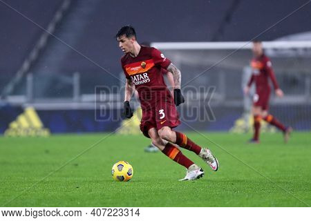 Torino, 06th February 2021. Roger Ibanez Of As Roma  During The Serie A Match Between Juventus Fc An
