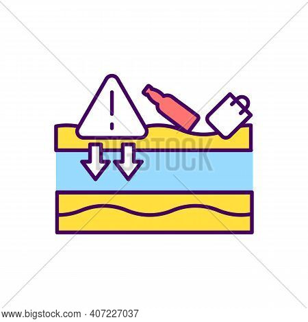 Runoff Pollution Rgb Color Icon. Surface Water Sources Protection. Contamination, Emissions. Lakes A