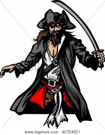 Pirát s meč a klobouk grafických vektorovou ilustraci