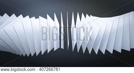 White Flat Cube Geometric Obejcts In Twist Rotating Formation On Dark Background 3d Render Illustrat