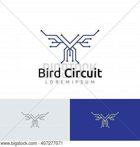 Bird Wings Eagle Circuit Electronic Technology Logo Template