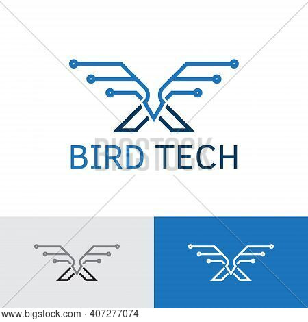 Bird Wings Eagle Circuit Electronic Technology Logo Template