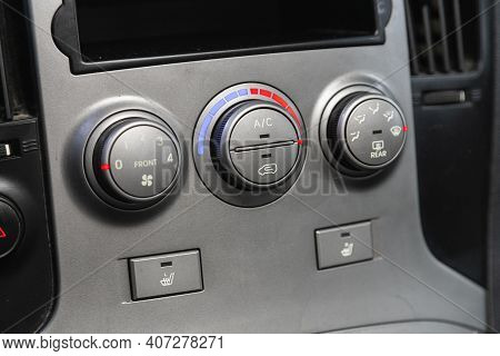 Novosibirsk, Russia - February 07 2021: Hyundai Starex,close Up Of  Car Panel With The Air Condition