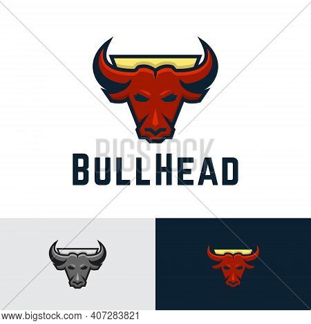 Bull Head Buffalo Shield Emblem Logo Template