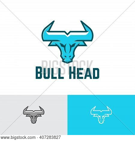 Bull Head Filled Line Style Business Logo Template