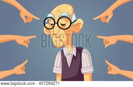 Hands Pointing To A Sad Senior Man