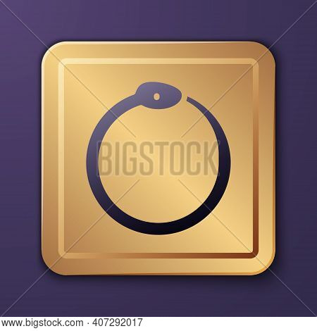 Purple Magic Symbol Of Ouroboros Icon Isolated On Purple Background. Snake Biting Its Own Tail. Anim