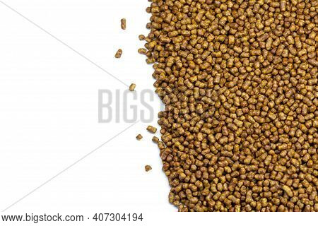 Buckwheat Tea On A White Background Copy Space. Isolate. Buckwheat Tea Close-up Macro Photography. S