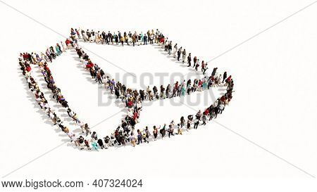 Concept or conceptual large community  of people forming the image of a closed book on white background. A 3d illustration metaphor for learning, education, research, scienc, literature and culture