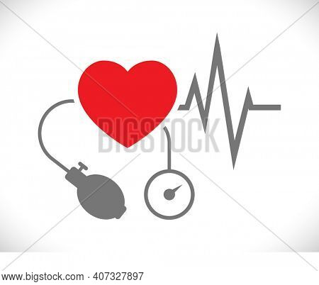 blood pressure measuring tonometer with heart shape icon