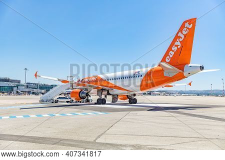 Marseille, France - July 19, 2018: Easyjet Airline. Easyjet Airbus A320 Airplane Marseille, France A
