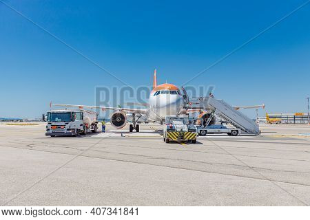 Marseille, France - July 19, 2018: Easyjet Airline. Easyjet Airbus A320 Airplane Marseille, France A