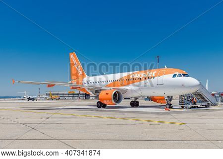 Marseille, France - July 19, 2018: Easyjet Airline. Easyjet Airbus A320 Airplane Marseille, France A