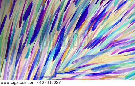 Colorful Drawing Cut Line On Paper By Watercolor
