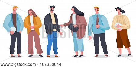Handshake Of Two Partners, Successful Deal, Contract, Office Workers Shaking Hands, Women And Men, A