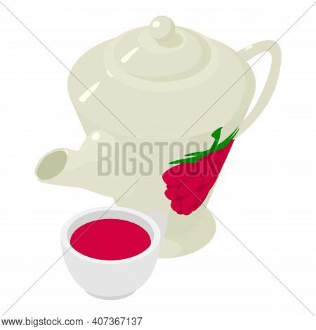 Raspberry Tea Icon. Isometric Illustration Of Raspberry Tea Vector Icon For Web