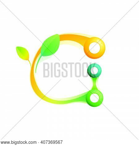 G Letter Eco Logo With Colorful Spheres Or Dots And Connecting Lines. Vector Green Icon Perfect To U