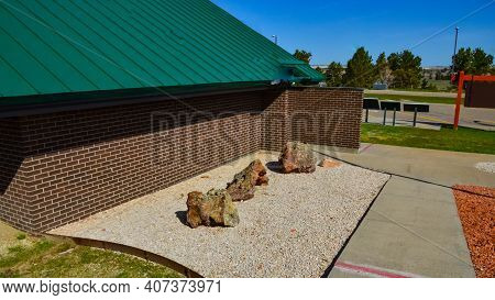 Usa, Montana - April 28, 2018: Beautiful Red Stones In The Interior Near The Recreation Area Near Th