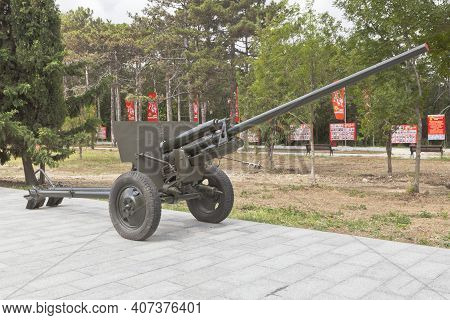 Sevastopol, Crimea, Russia - July 28, 2020: Soviet 57-mm Anti-tank Gun Zis-2 Of The Period Of The Gr
