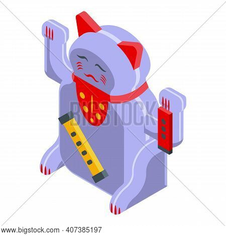 Old Lucky Cat Icon. Isometric Of Old Lucky Cat Vector Icon For Web Design Isolated On White Backgrou