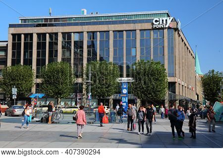 Bochum, Germany - September 17, 2020: People Visit Downtown Bochum, Germany. Bochum Is The 16th Larg