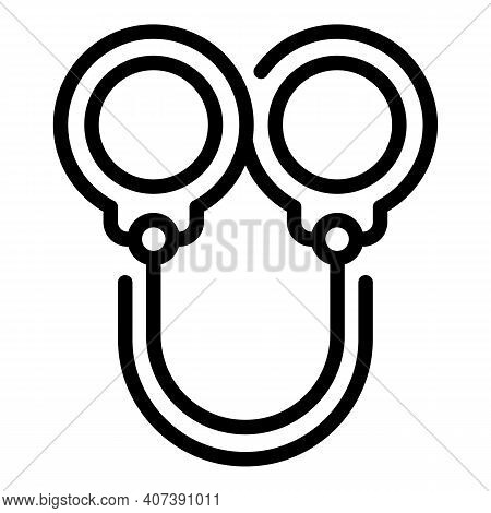 Police Handcuffs Icon. Outline Police Handcuffs Vector Icon For Web Design Isolated On White Backgro