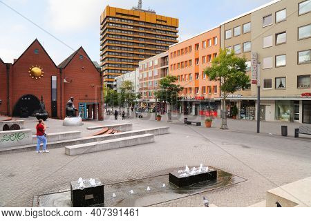 Gelsenkirchen, Germany - September 17, 2020: People Visit Ahstrasse, A City Street In Gelsenkirchen,