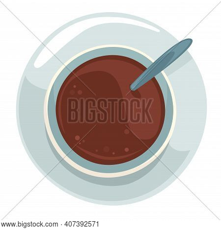 Coffee In A Mug Top View. Vector Illustration In Flat Style. Isolated On White Background