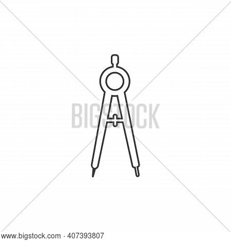 Drawing Compass Vector Line Icon. Filled Flat Sign For Mobile Concept And Web Design. Divider, Circi