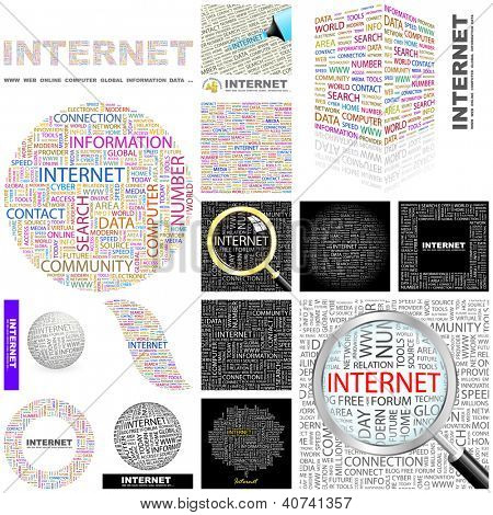INTERNET. Wort-Collage. Vektor-Illustration.