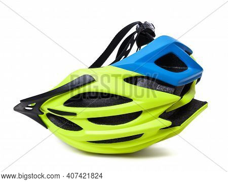Multicolor Bicycle Helmet Upside Down Isolated On White Background