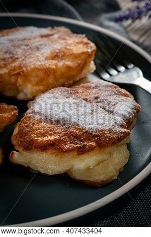 Sweet Pancakes Made Of Apple, Milk And Flour (racuchy)