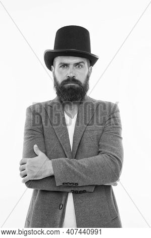 Master Of Cunning Tricks. Street Performance. Man Bearded Guy Magician. Magic Trick Performance Conc