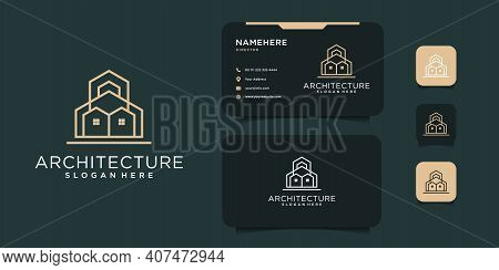 Minimal Real Estate Building Logo Design With Business Card Template. Logo Can Be Used For Icon, Bra