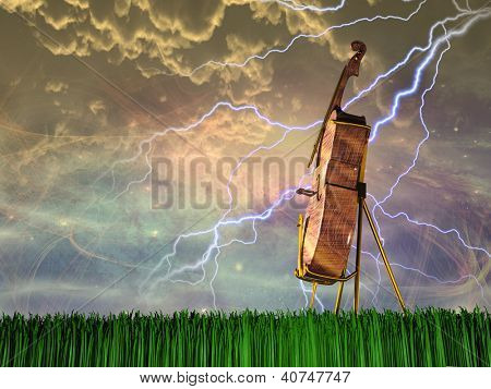 Violoncello in sogno come paesaggio