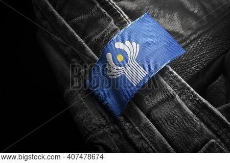 Tag On Dark Clothing In The Form Of The Flag Of The Cis