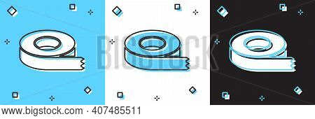 Set Scotch Tape Icon Isolated On Blue And White, Black Background. Insulating Tape. Vector