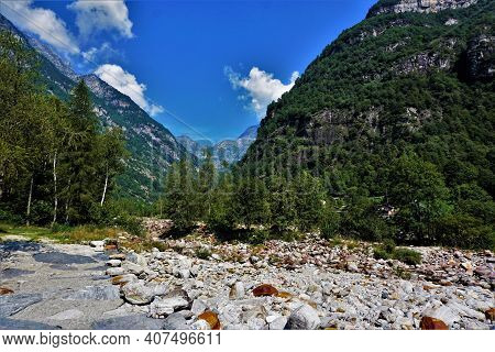 Verzasca Valley On A Beautiful Sunny Day, Ticino, Switzerland