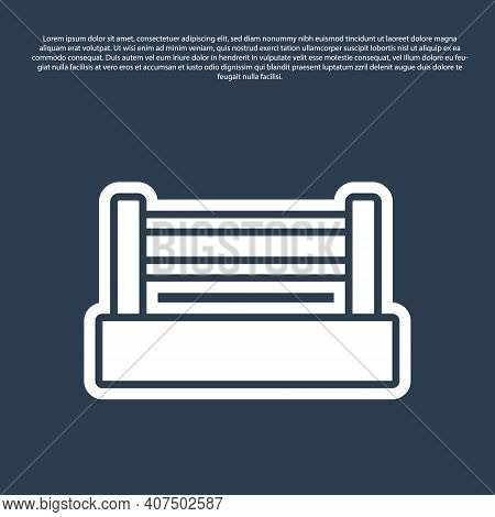Blue Line Boxing Ring Icon Isolated On Blue Background. Vector