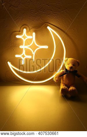 Neon Sign Moon And Stars. Trendy Style.  Neon Sign. Custom Neon. Home Decor. Good Night.