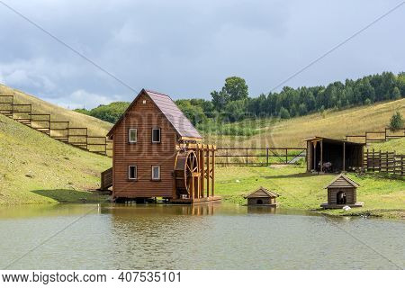 Decorative Pond In The Park On The Outskirts Of The Village Trudarmeyskiy, Kemerovo Region-kuzbass