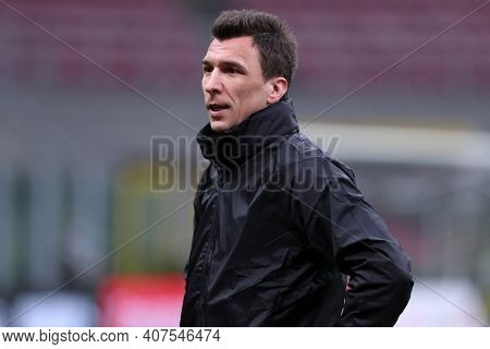 Milano, Italy. 07th February . Mario Mandzukic Of Ac Milan  During The Serie A Match Between Ac Mila