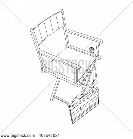 Director Movie Workplace Chair. Wireframe Low Poly Mesh Vector Illustration