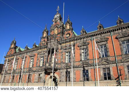 Malmo City, Sweden - The Town Hall. City In Scania County (skane In Swedish) And Oresund Region.