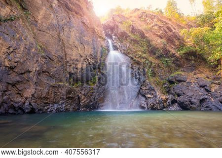 Chok Kra-din Waterfall In Thong Pha Phum District Kanchanaburi, Thailand