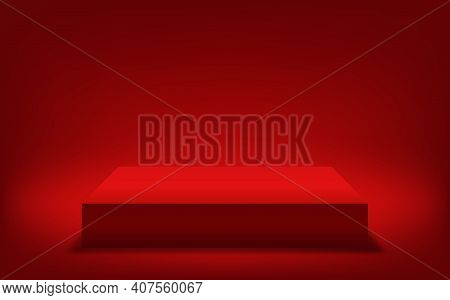 Red Platform For Product Demo. 3d Vector