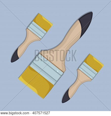 Brush Painting Wall. Vector Illustration Handmade Tools Collection.
